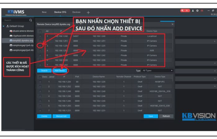Các bước add camera IP vào đầu ghi KBVision